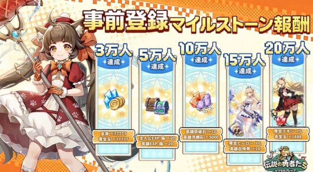 ピクセルブレイブ:伝説の勇者達 事前登録